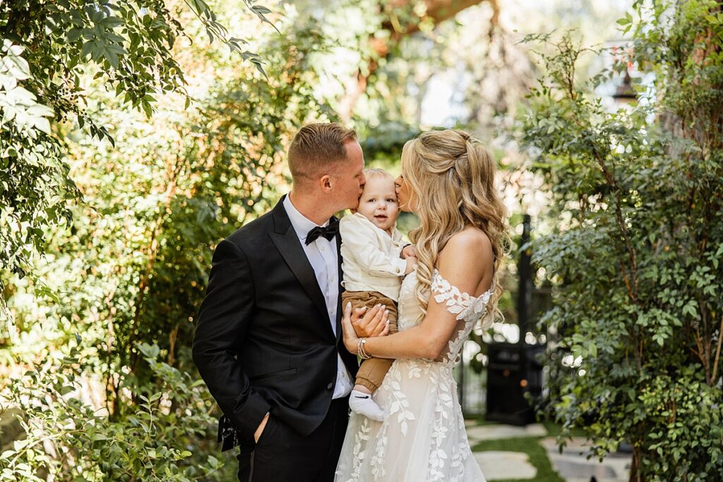 A family of three is photographed following their Las Vegas elopement