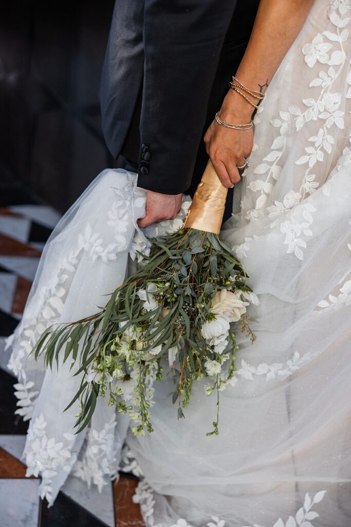 A bridal bouquet is shown before a vegas wedding at lakeside wedding and events